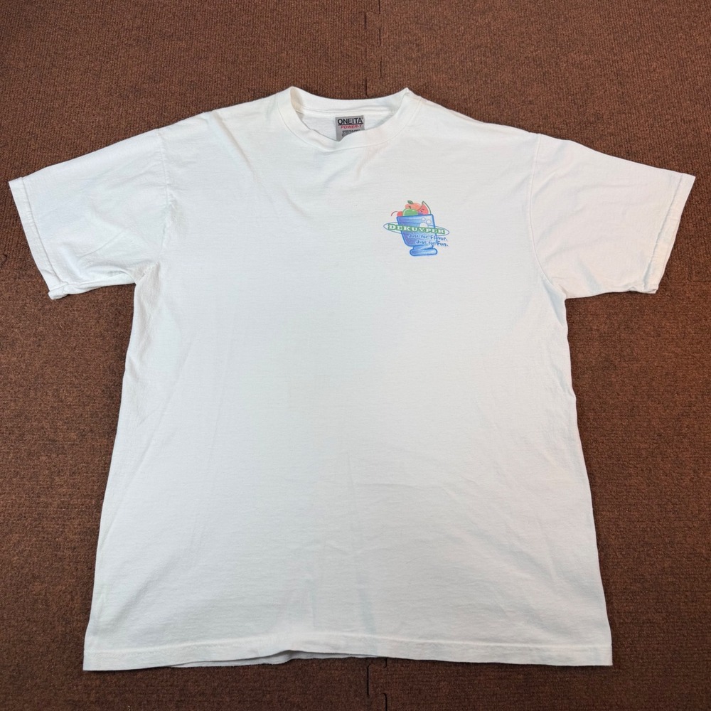 Vintage DeKuyper Liqueur Promo T-Shirt Oneita Power-T White Large Fruit Graphic